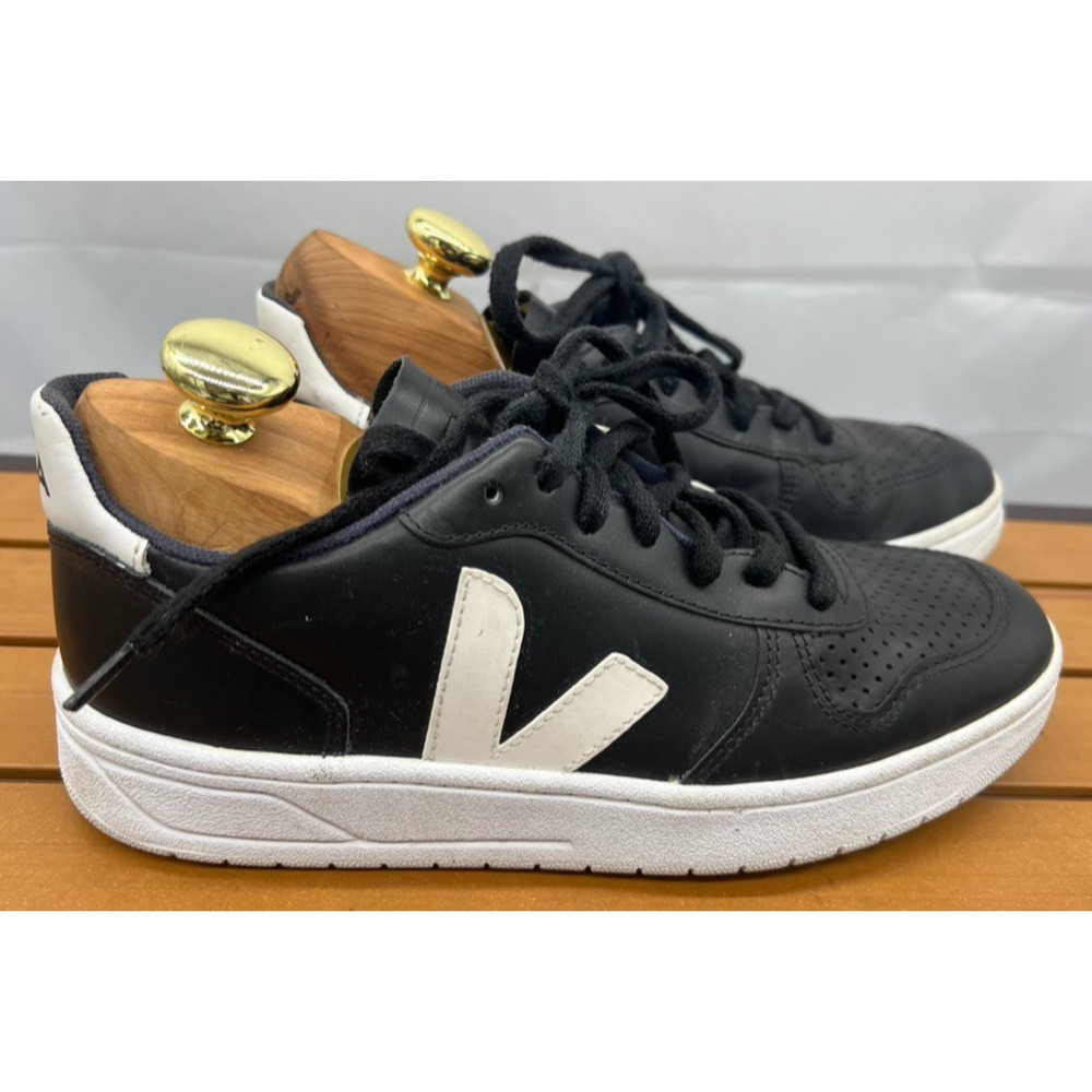 Veja V-10 Ripstop Black Leather Canvas Court Women's Sneakers Shoes Size 7